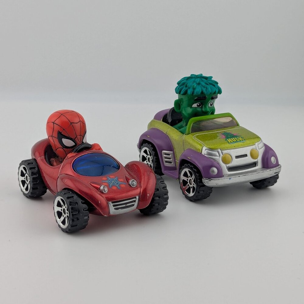 Marvel MGA Diecast Mini Cars – Spider-Man & Hulk (2006 Character Vehicles)